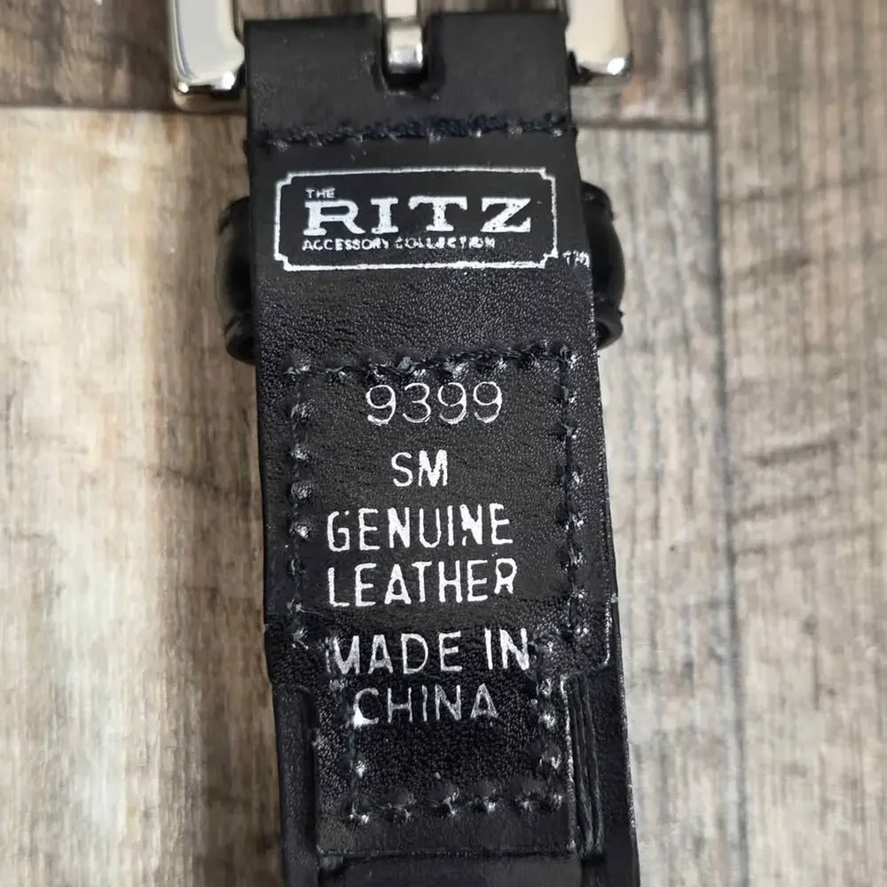Vintage Woven Black Leather Belt Minimalist Old Money Small